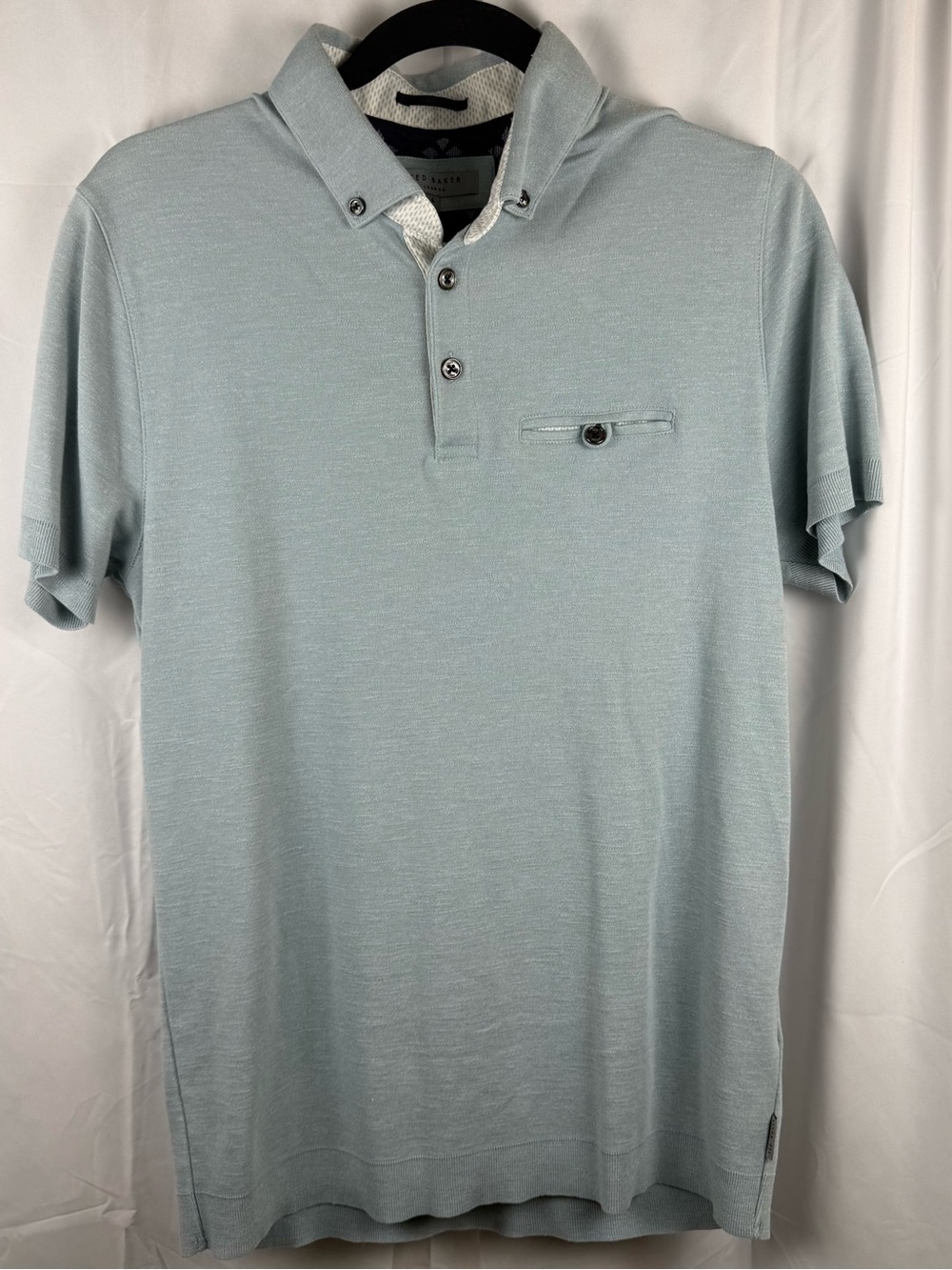 Ted Baker London Men’s Size 4 Light Blue Short Sleeve Polo Shirt